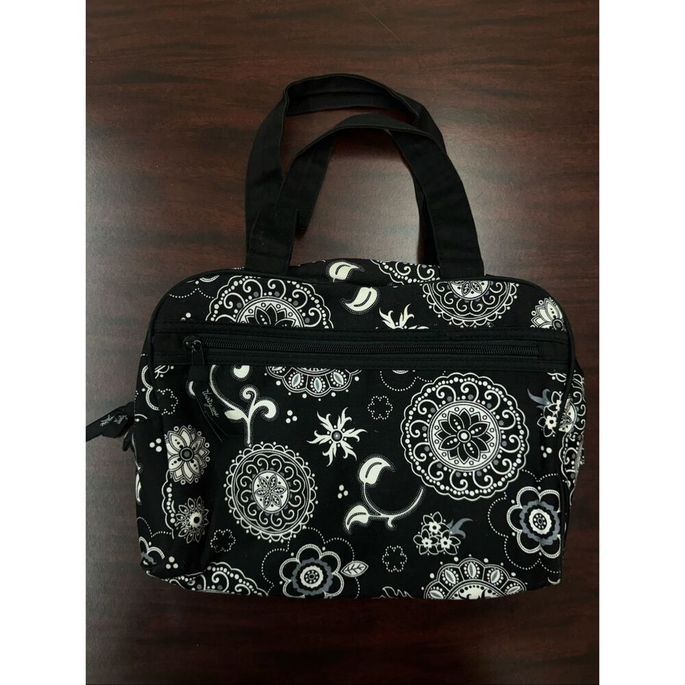 Thirty-One Black and White Floral Print Cosmetic Bag